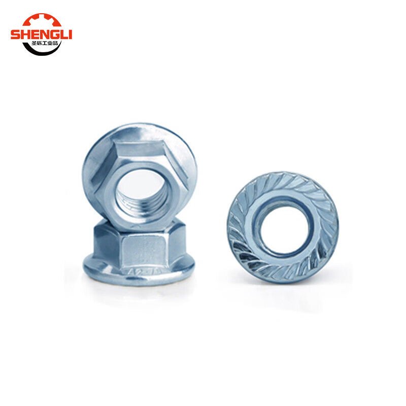 Shengli GB6177 Hexagonal Flange Nut, Grade 8 with Washer, Spline Nut, Flange Locking Nut, M6 [200 pieces]