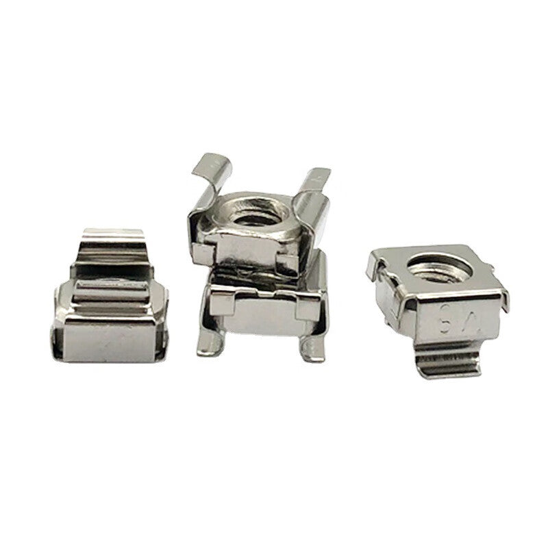 Saint-Rich Nickel-Plated Galvanized Clip-On Network Cabinet Cage-Type Floating Sheet Metal Square Nut, White Zinc Plated M6 [100 Pieces]