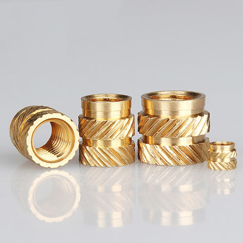 Deqi Injection Molded Hot Melt Copper Nuts, Embedded Copper Inserts, Knurled and Embossed Hot Pressed Helical Knot Nuts, M2*3*3.2 (50 pieces)