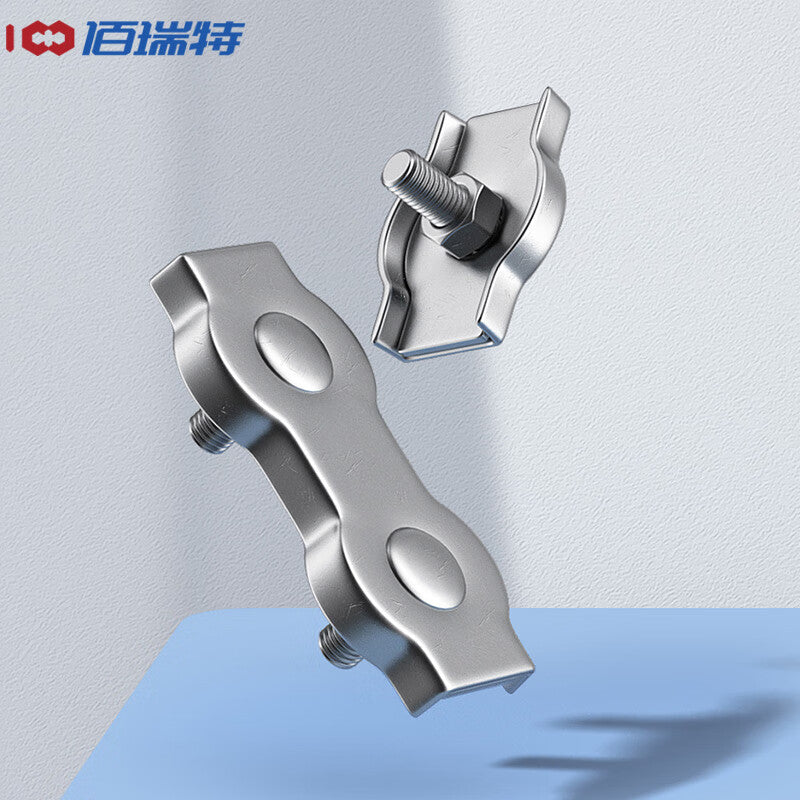 Bairuit 304 Stainless Steel Wire Rope Single/Double Clip, Wire Rope Clamp, Brake Line Fixing Buckle, Decorative Clip Wire Rope Lock M2 [10pcs] Single Clip
