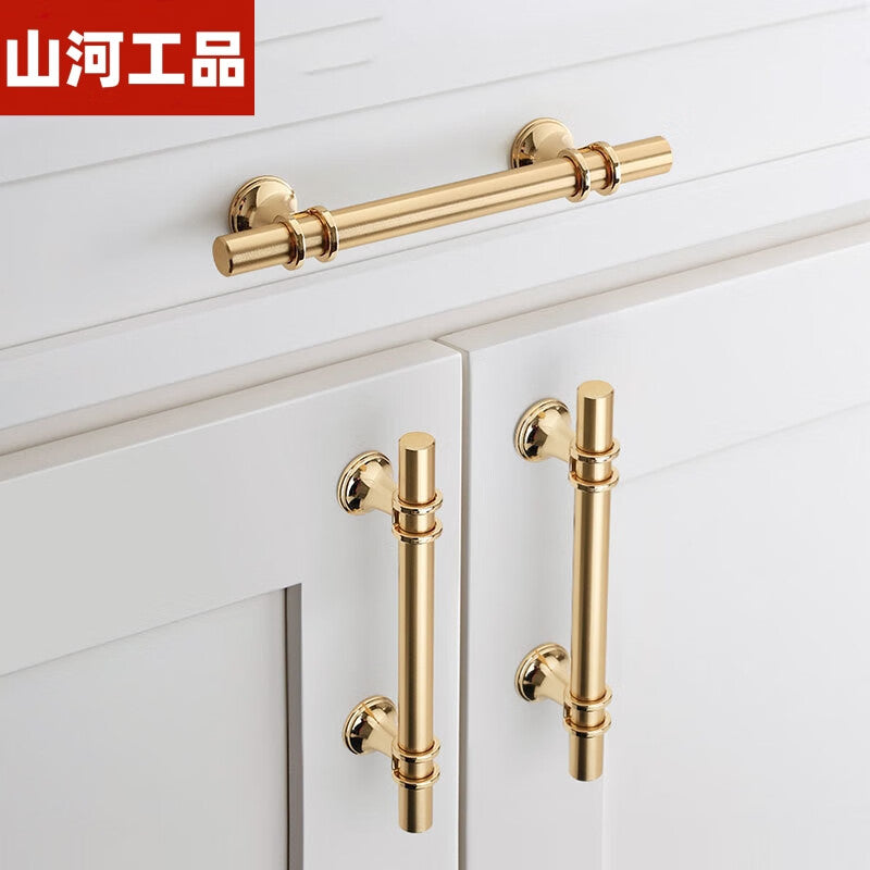 Shanhe Crafts Minimalist Cabinet Door Handles, Nordic Style Drawer and Shoe Cabinet Handles, Brushed Copper/Rose Gold 6816A-128 Hole Spacing
