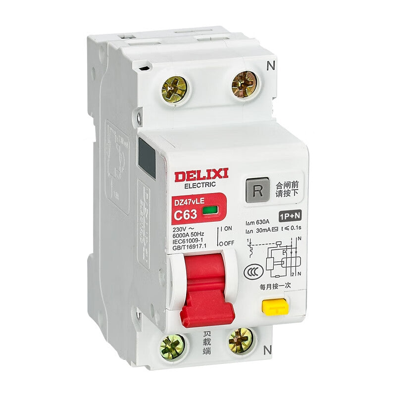 Delixi Electric Dengfeng series small leakage protection circuit breaker DZ47vLE1P+NC type 6A300mAAC type