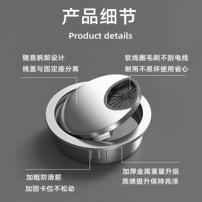 Saint-Gobain computer desk hole cover, zinc alloy computer desk office cable hole cover, round cable hole cover, decorative cover, matte black.