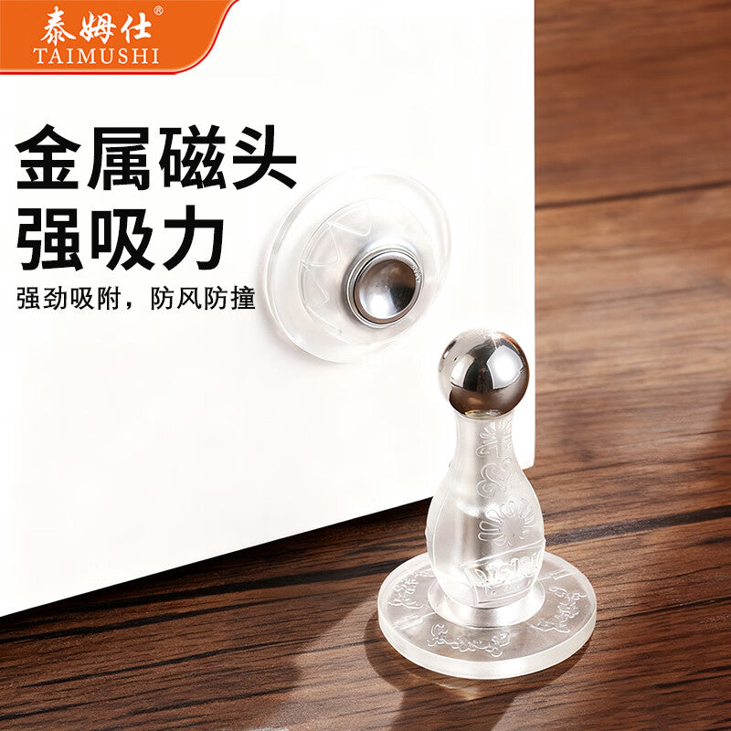 TIMMS silicone door catcher, no drilling required, door bumper, anti-collision pad, door top, door stopper, household anti-collision floor suction, strong magnetic transparent.