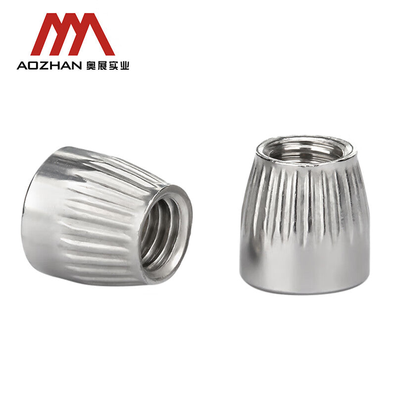 AOZHAN 304 Stainless Steel Knurled Tapered Nuts with Internal Expansion Joints, Tapered Nuts, Large and Small Knurled, M8 Large Knurled (900 pieces/box)