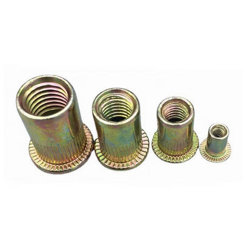 Deqi Color Zinc Flat Head Rivet Nuts, Knurled Rivet Nuts, M5 (10 pieces)