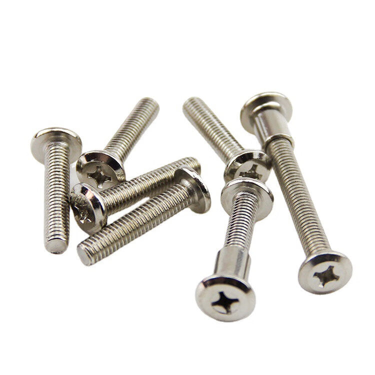 Saint-Lite Furniture Cabinet Butt Nuts, Clamping Board Flat Head Nuts, Children's Bed Butt Nuts and Screws Fixing Accessories M6*12*8 Phillips Head Nickel-Plated [50 Pieces]
