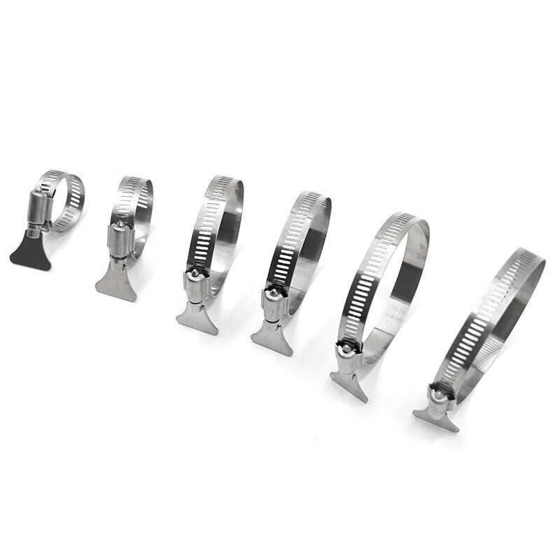 Deqi 304 Stainless Steel Hose Clamps with Handles and Wrenches, High-Strength Hoisting Clamps with Fixing Buckles, 14-27mm, One Price