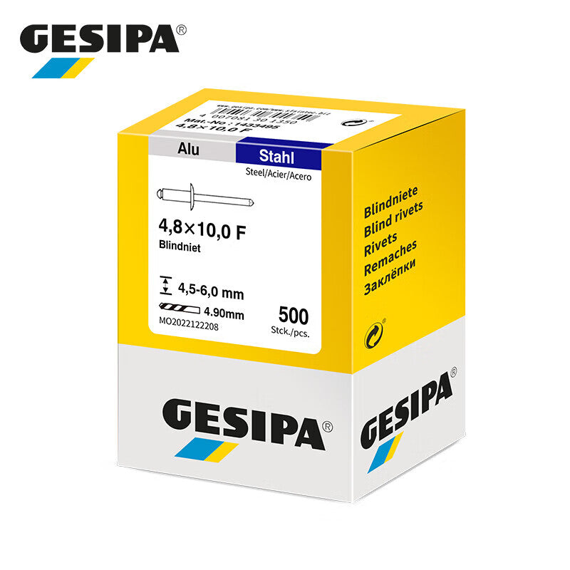 GESIPA 1433495 Standard Flat Round Head Blind Rivet 4.8x10.0 F 500 pieces/box