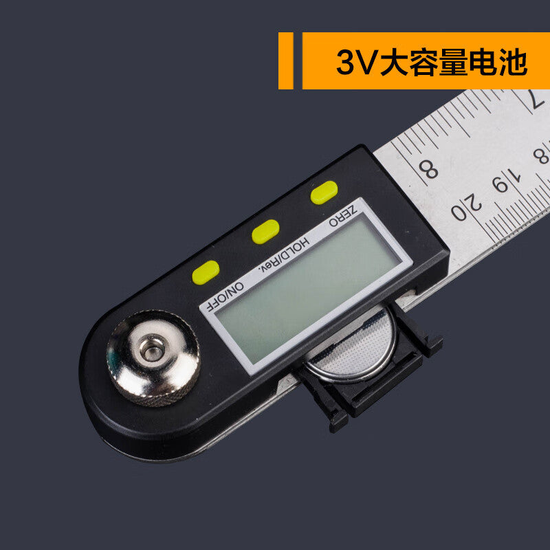 Mitz Digital Angle Ruler, Stainless Steel Woodworking Ruler, Angle Measuring Steel Right Angle Ruler, 500mm/0-360°/0.05°/Stainless Steel