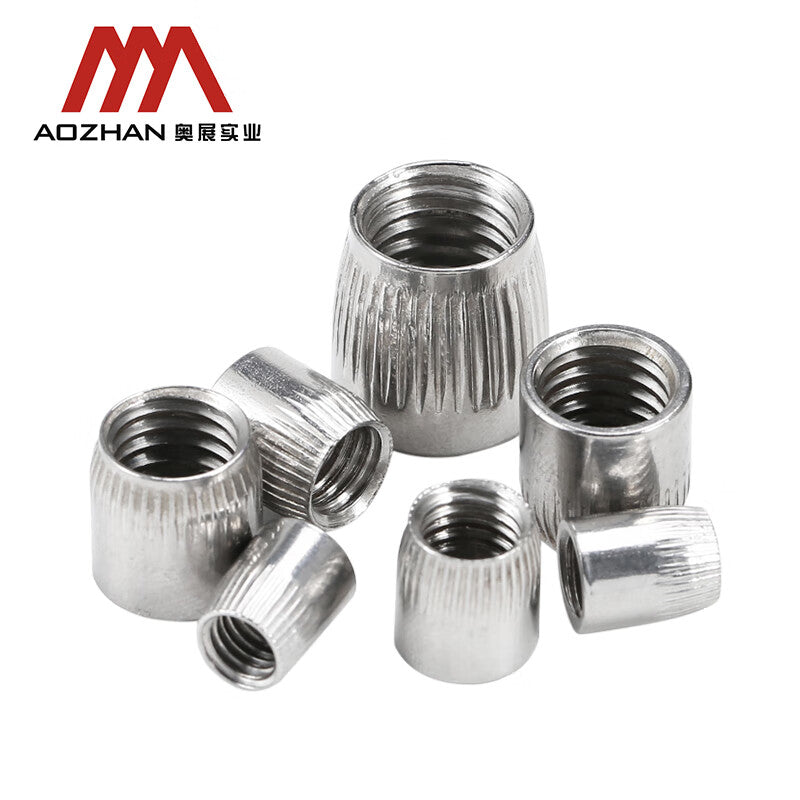 AOZHAN 304 Stainless Steel Knurled Tapered Nuts with Internal Expansion Joints, Tapered Nuts, Large and Small Knurled, M8 Large Knurled (900 pieces/box)