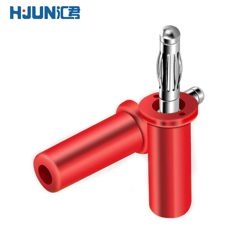 Huijun 4mm Assembled Brass Banana Plug Soldering Instrument Plug High Current Lantern Head Soldering Connection Red 5