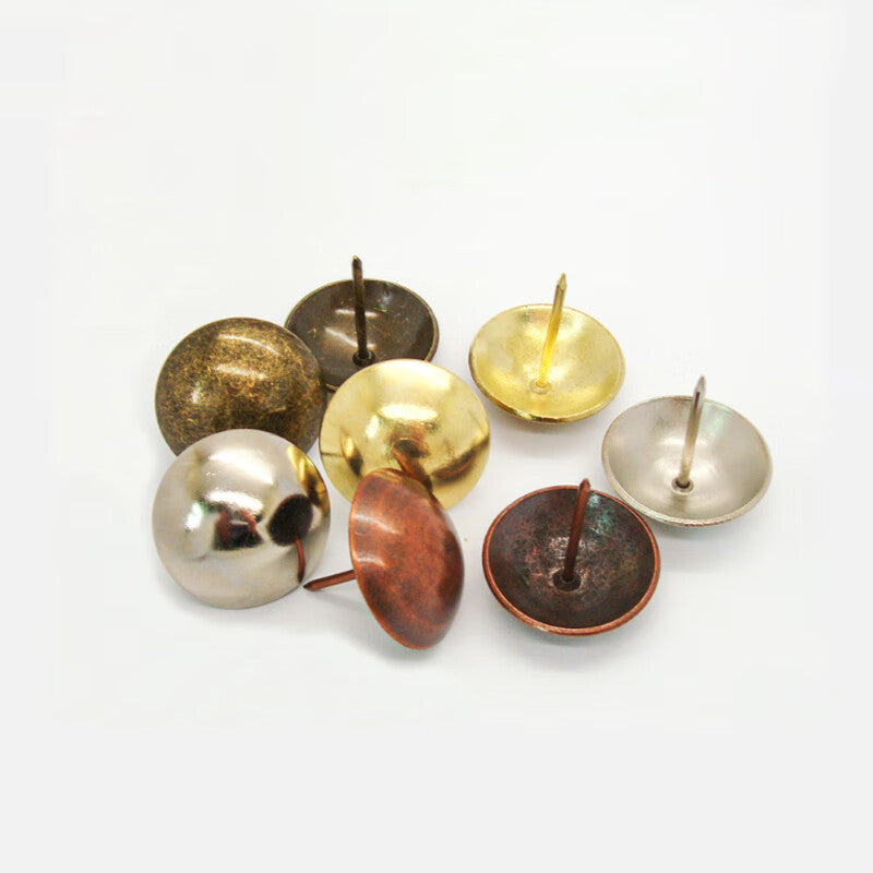 Deqi Large Head Round Head Nails, Antique Nails, Large Thumbtacks, Hard and Soft Packaging Bubble Nails, Imitation Gold, 25*25mm (50 pieces)