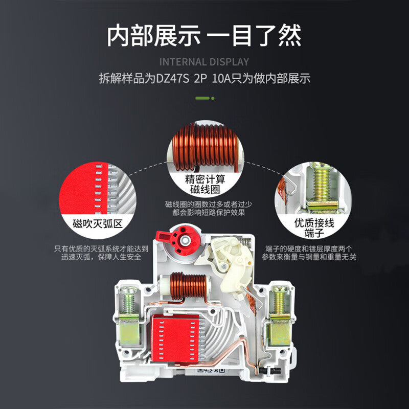 Delixi electrical air switch small circuit breaker switch main switch DZ47s D type 2P 63A