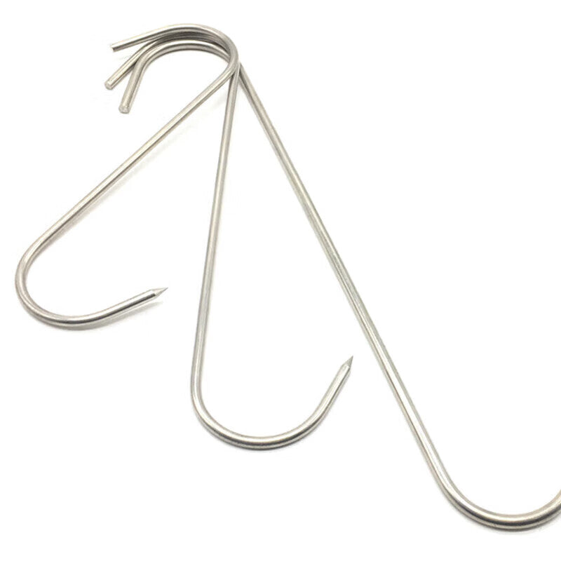Masford Stainless Steel Pointed Hooks, S-shaped Hooks for Hanging Salted Fish and Drying Meat, Large Size (24cm Long) 10 Pieces