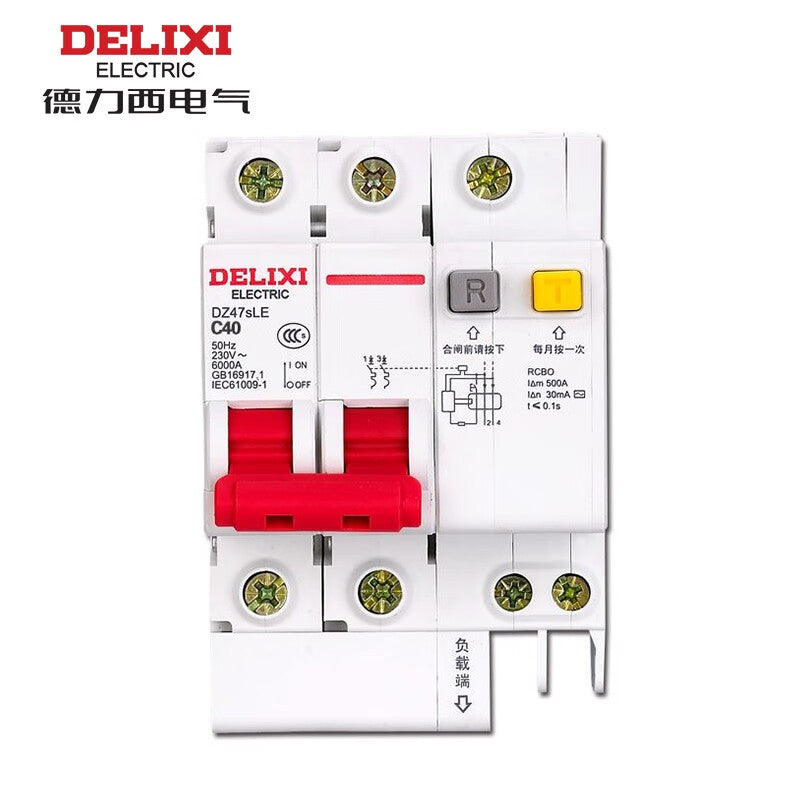 Delixi DZ47sLE 2P C 40A 6KA 30mA electronic AC 230VAC DZ47SLEN2C40 miniature leakage protection circuit breaker