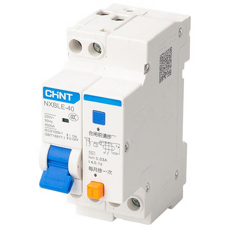 Chint residual current operated circuit breaker; NXBLE-40 1P+N D20 0.03A 4.5kA