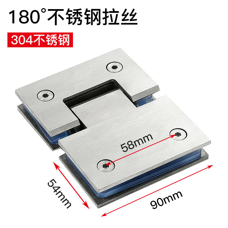 Thickened bathroom shower enclosure hinge with high-speed wheel, made of brushed 180mm 304 stainless steel.