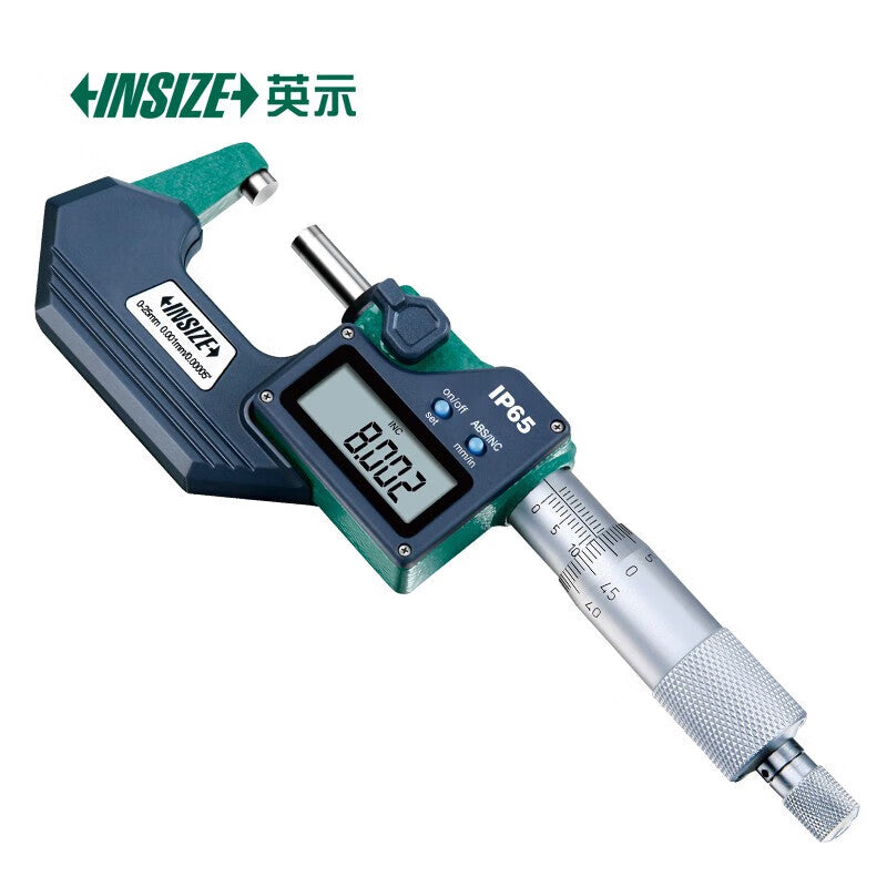INSIZE Digital Outside Micrometer Electronic Screw Gauge, IP65 Dustproof and Waterproof, High Precision 3108-25AC, Measuring Range 0-25 x 0.001 mm