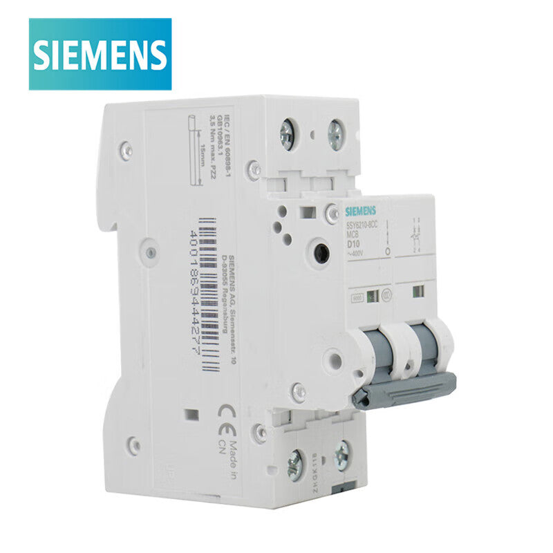 Siemens 5SY6210-8CC D Type 10A 2P Circuit Breaker 6KA