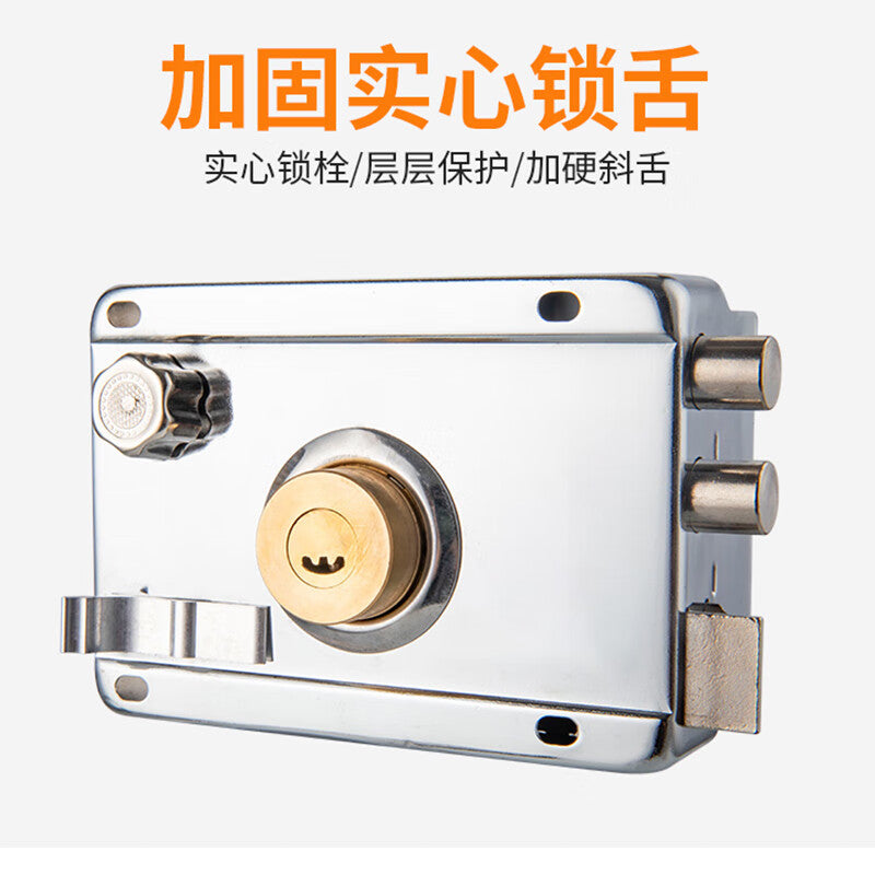 Thousand-speed wheel external door lock, old-style anti-theft lock, anti-pry, for home front doors, standard model - beveled edge - left opening.