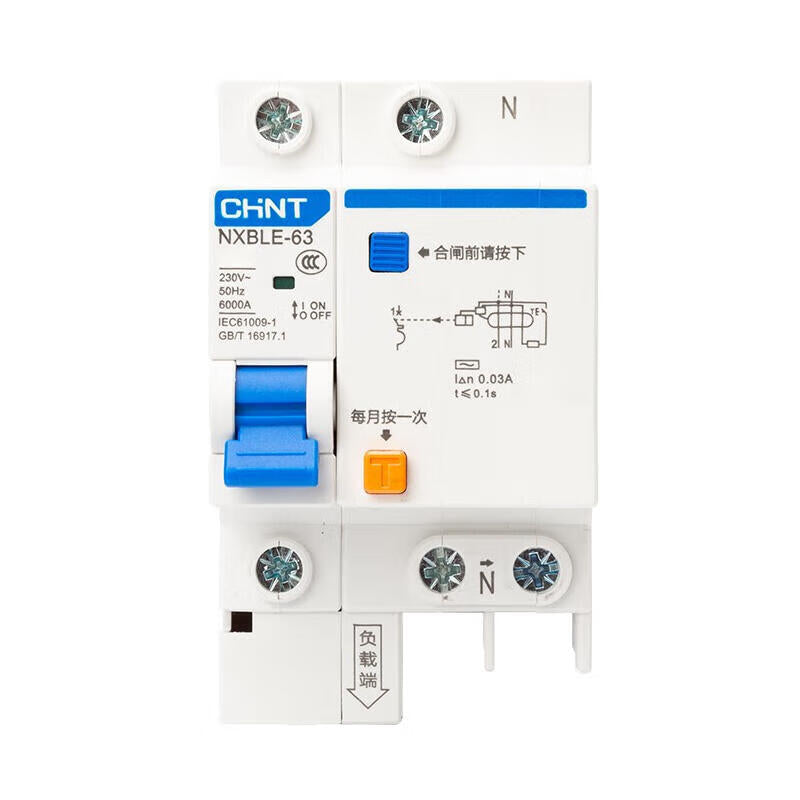 Chint residual current operated circuit breaker; NXBLE-63 1P+N C32 30mA 6kA