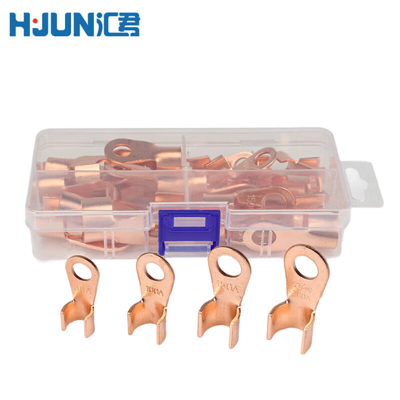 Huijun OT standard copper open-nose connector, 80-200A, boxed.