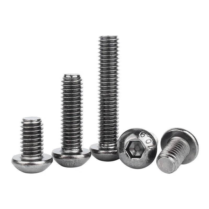 Kaying Socket Head Flat Head Screws, High Strength Black Nickel Plated Screws, Pan Head Cylinder Bolts, M3*4 (50 pieces)