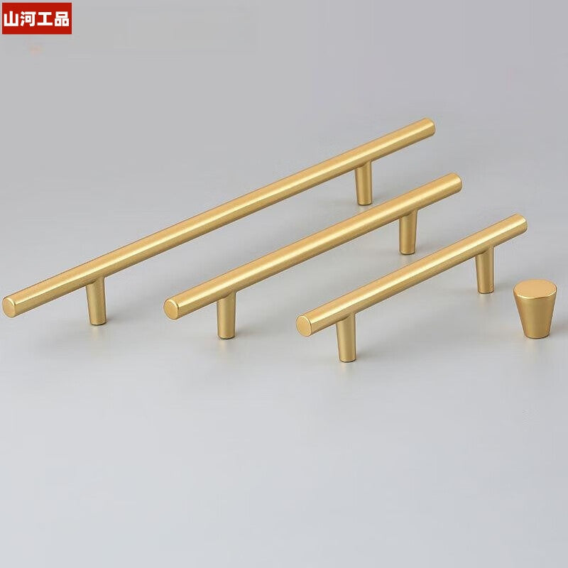 Shanhe Industrial Products Minimalist Wardrobe Door Handle, Nordic Style Cabinet Handle, Simple European Style Kitchen Cabinet Drawer Handle, Sand Gold 9039-192 Hole Spacing, 1 Piece