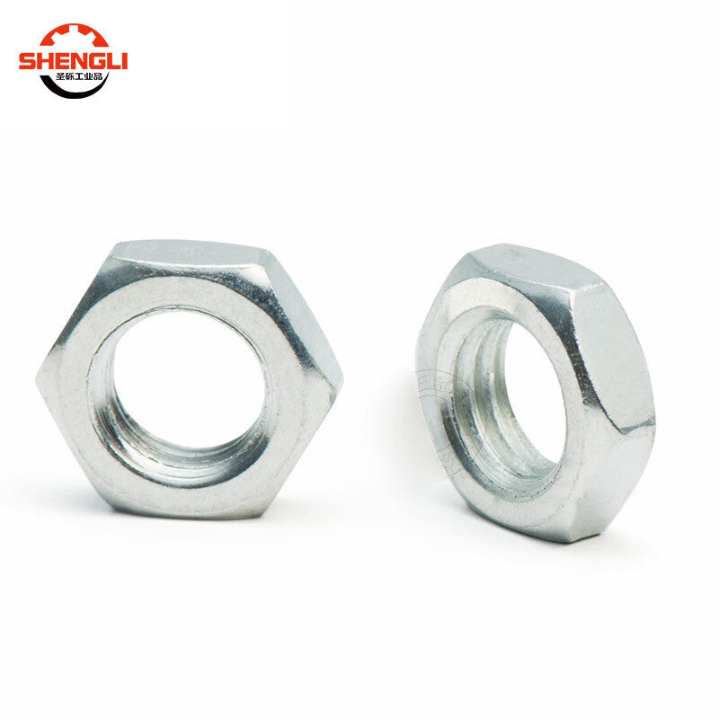 Shengli GB6172.1 Galvanized Hexagonal Thin Nuts, Hexagonal Flat Thin Screw Caps, M6 [200 pieces]