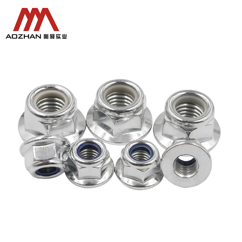 AOZHAN 304 Stainless Steel DIN6926 Nylon Flange Locking Nuts, Full Series, M5, 1700 pieces/box