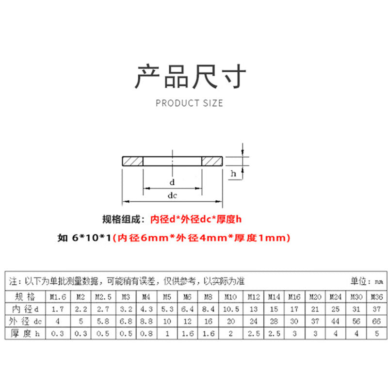 XUTE 6*18*1.5mm (approximately 175 pieces per pound) carbon steel galvanized washers, enlarged and thickened round flat washers, iron washers, iron flat washers.