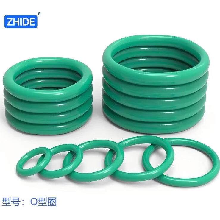ZHIDE fluororubber O-rings are high-temperature resistant, acid and alkali resistant, corrosion resistant, and wear-resistant. They are green and have an inner diameter of 405*2.65 mm.