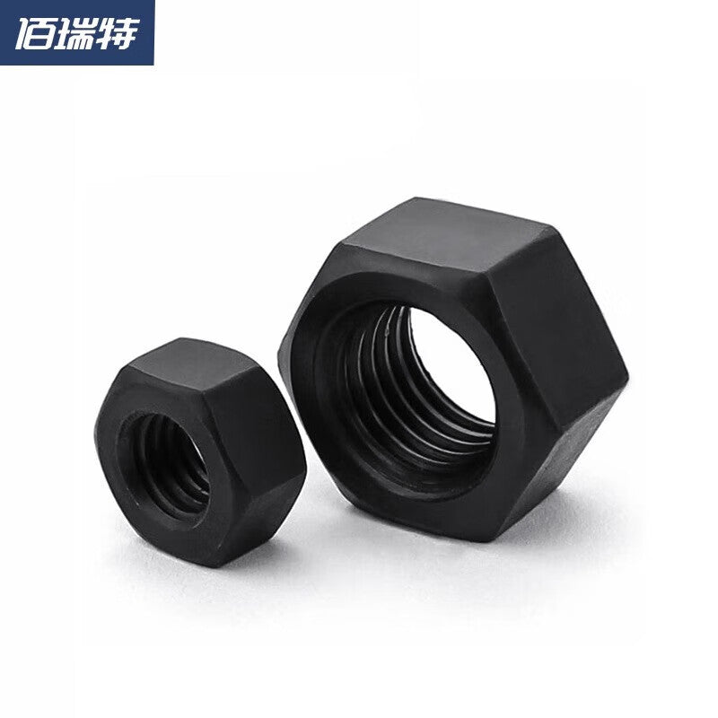 Bairuit Grade 12 High Strength Hexagonal Nuts, Galvanized and Nickel-Plated Blackened Nuts, M6 [30pcs], Grade 12 Blackened