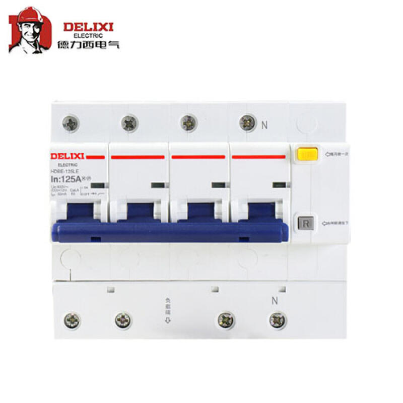 Delixi HDBE-125LE 80A High Current Leakage Circuit Breaker 4P D Type