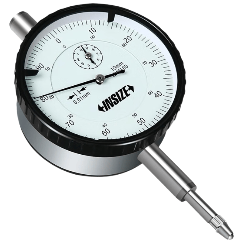 INSIZE dial indicator with lug cover, flat back cover, high precision 2308-10FAC, 10x0.01mm flat back cover.