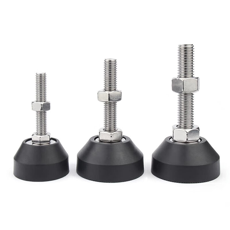 Jingkailong 304 Stainless Steel Nylon Foot Cup with Plastic Fixed Feet and Screw Adjustment Φ40-M12*150