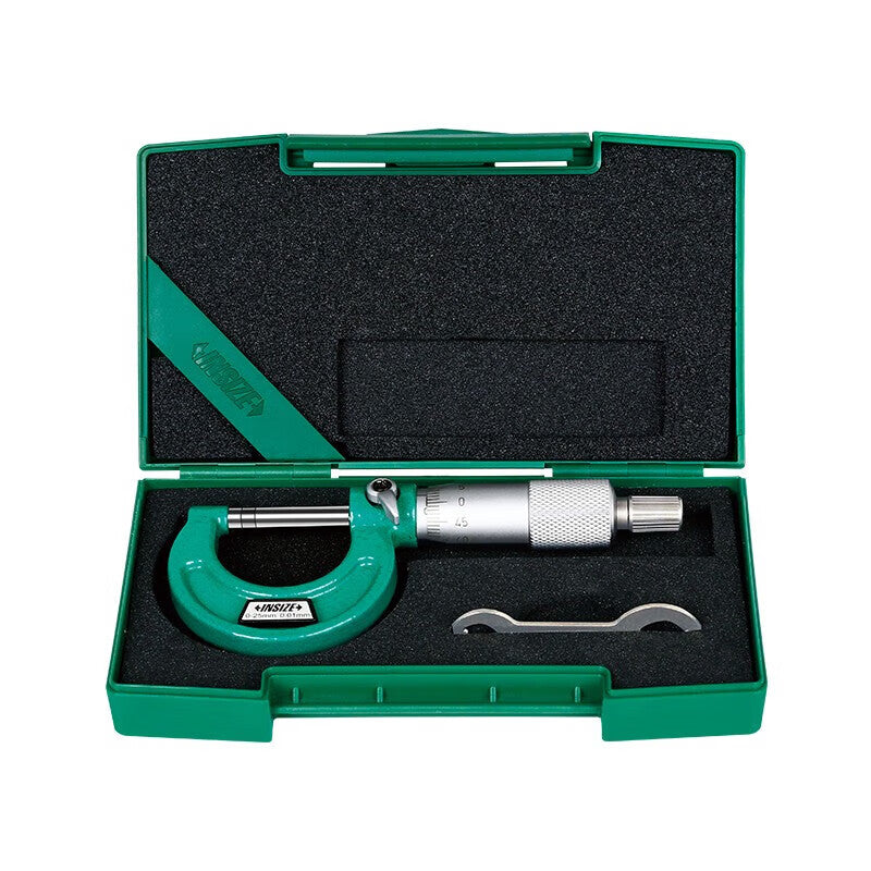 INSIZE outside micrometer, mechanical screw gauge, industrial-grade measuring tool, high precision 0.01mm/3203 3203-100AC, measuring range 75-100x0.01mm, with standard rod.