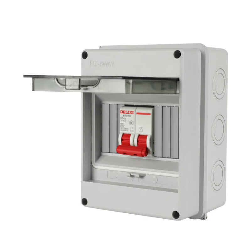 Delixi air switch distribution box small circuit breaker package 2P air-open box surface-mounted outdoor waterproof box waterproof cover splash-proof box air-open 2P16A+ five-position waterproof box