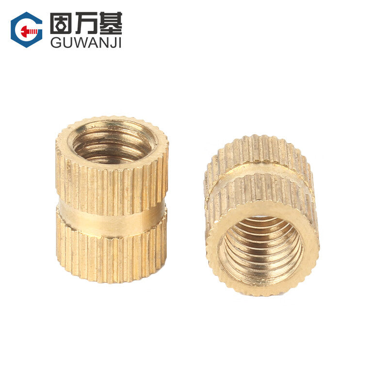Guwanji Copper Knurled Double-Pass Cylindrical Nuts and Seals; Copper Injection Molded Embedded Parts M2, M3, M4, M5, M6, M8 Copper Inlays; National Standard Fastener Collection M4x5-5 [500 pieces]