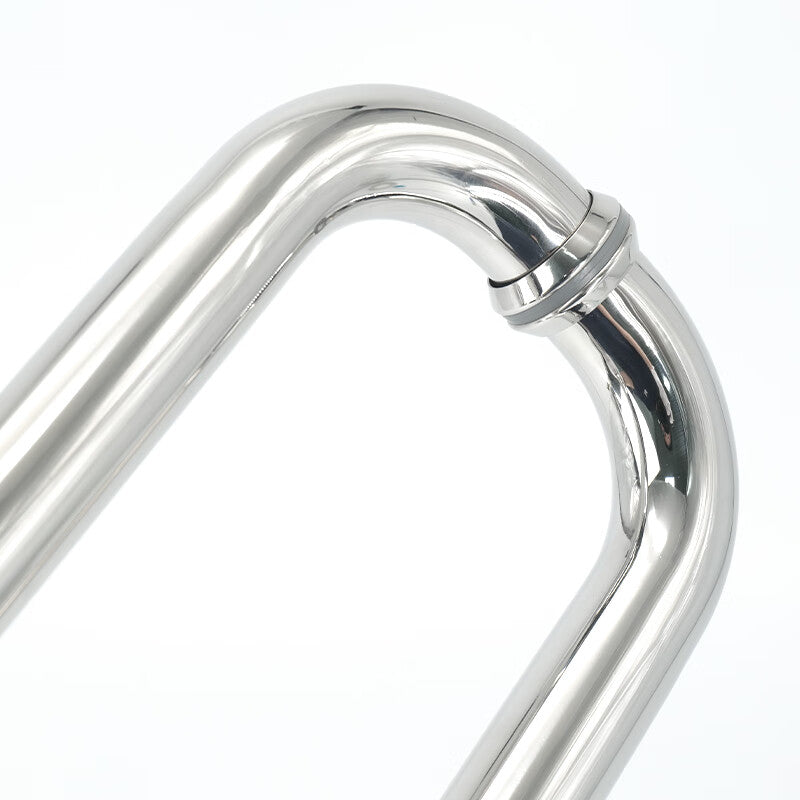 Bingyu Bathroom Glass Door Handle, 304 Stainless Steel, L-shaped, three-hole handle, bright finish, extra thick, 25*475*275mm, BH-609