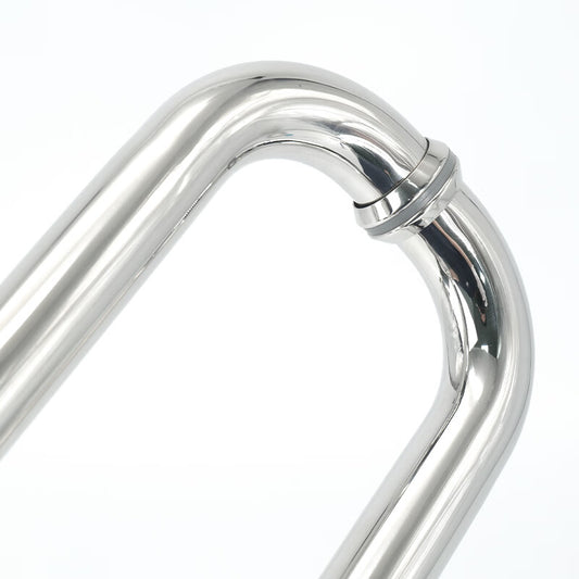 Bingyu Bathroom Glass Door Handle, 304 Stainless Steel, L-shaped, three-hole handle, bright finish, extra thick, 25*475*275mm, BH-609