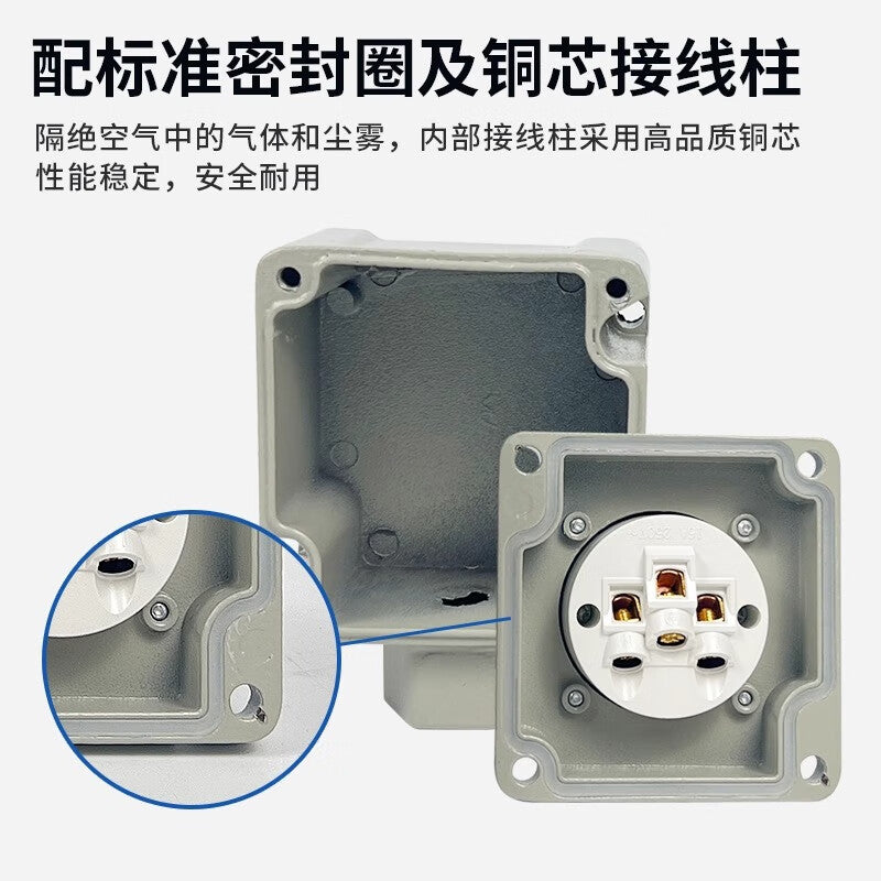 Shenfang Explosion-proof Socket, Surface Mount/Conceal Mount, Type 86 Industrial Waterproof Terminal Block with Switch, Multi-functional Explosion-proof Socket, Three-gang Three-hole [10-13A]