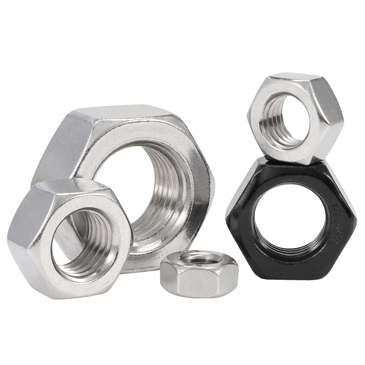 Bairuite 304 Stainless Steel Silver Hex Nuts M8 (25 pieces) 304