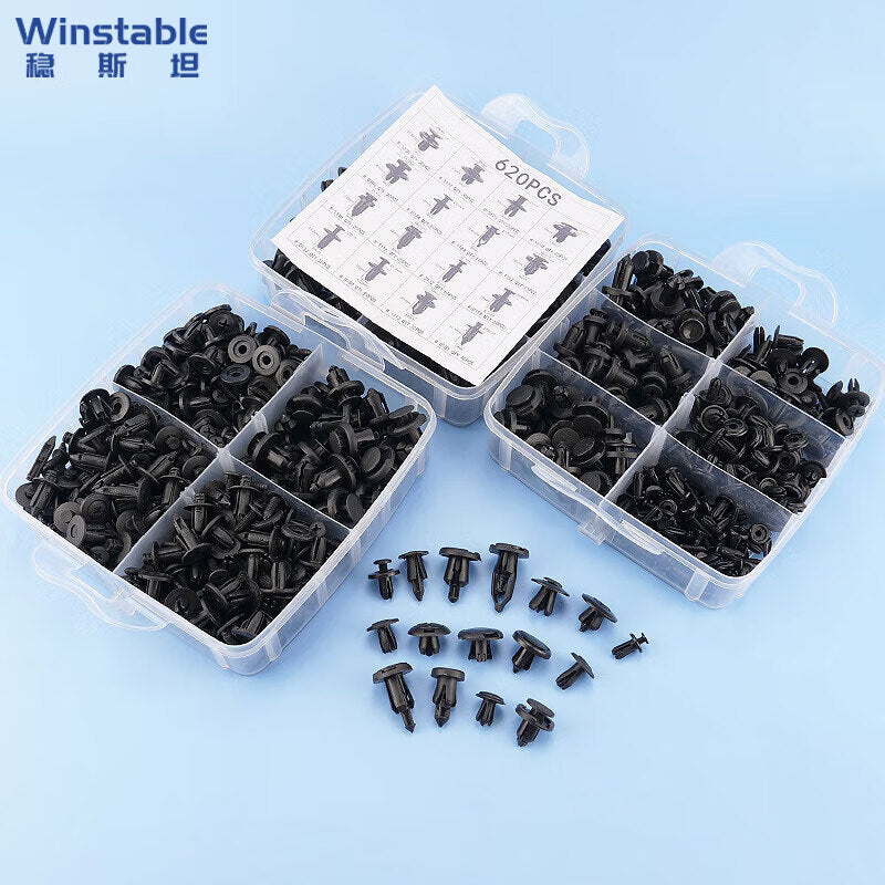 Winstan WY0146 Car Clip Box - Bumper Clips, Mudguard Clips, Door Panel and Trunk Liner Clips - 16 Types, 620pcs