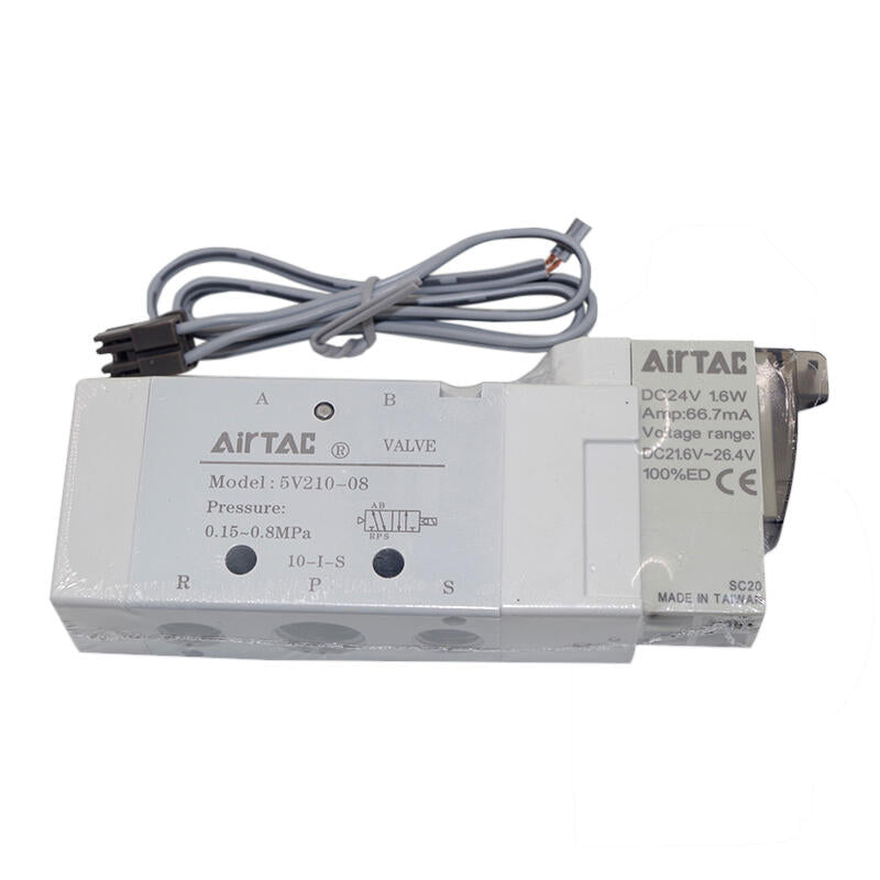 AirTAC internal pilot solenoid valve, 2-position 5-way, single solenoid, DIN socket; 5V21008B050