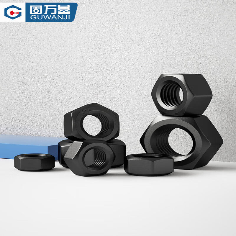 GUWANJI 12.9 grade carbon steel blackened hexagonal nuts, high strength hexagonal nuts, black bolt caps and nuts, M8 [50 pieces/pack]
