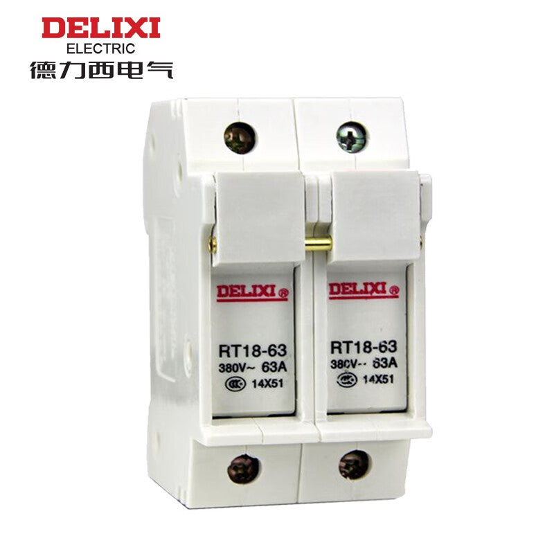 Delixi RT18 cylindrical base 14*51mm 63A 2P 380VAC RT1863Z2 fuse base