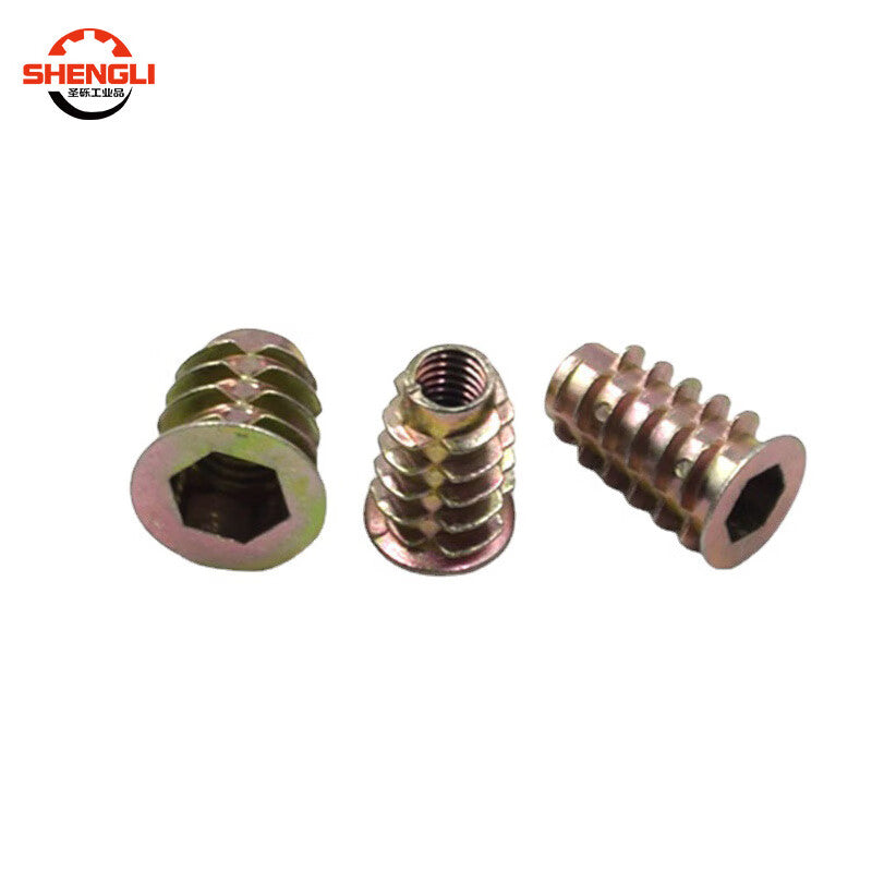 Saint-Gobain zinc alloy internal and external thread furniture nuts with median hexagonal trapezoidal nut, pre-embedded screw connector M8*25 [20 pieces]