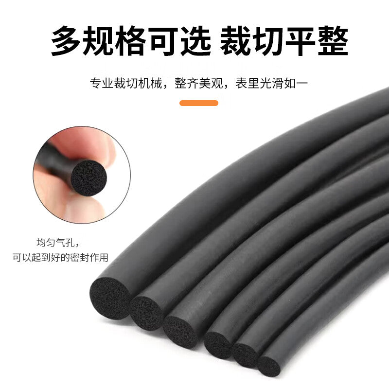 Deqi EPDM foam rubber round strips, black O-ring sealing strips, sound insulation and sealing foam strips, 4mm diameter (price for 10 meters).